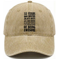 55th Milestone Birthday Washed Cotton Baseball Cap 55 Years Of Being Awesome Graphic