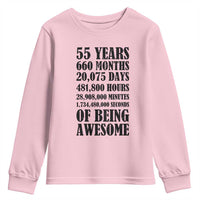 55th Milestone Birthday Youth Sweatshirt 55 Years Of Being Awesome Graphic