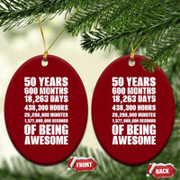 50 Years Of Being Awesome Ceramic Ornament 50th Birthday Gift Idea