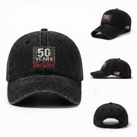 Vintage 50 Years Of Being Awesome Washed Cotton Baseball Cap 50th Birthday Legend Gift Idea