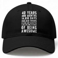 40 Years of Being Awesome Baseball Cap Vintage 1986 Fortieth Birthday Graphic