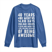 40 Years of Being Awesome Long Sleeve Shirt Vintage 1986 Fortieth Birthday Graphic