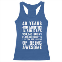 40 Years of Being Awesome Racerback Tank Top Vintage 1986 Fortieth Birthday Graphic