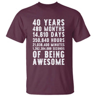 40 Years of Being Awesome T Shirt Vintage 1986 Fortieth Birthday Graphic