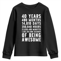 40 Years of Being Awesome Youth Sweatshirt Vintage 1986 Fortieth Birthday Graphic