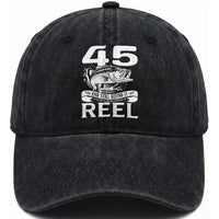 Still Keeping It Reel At 45 Washed Cotton Baseball Cap Fisherman Birthday Gift