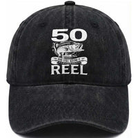 Still Keeping It Reel At 50 Washed Cotton Baseball Cap Fisherman Birthday Gift