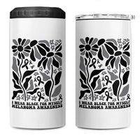 Melanoma Awareness 4 in 1 Can Cooler Tumbler I Wear Black For Myself Skin Cancer Survivor