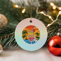 Tropical Skeleton Summerween Ceramic Ornament Beach Cocktail Vacation