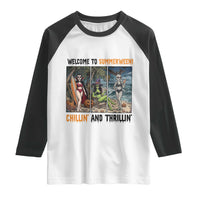 Welcome To Summerween Chillin And Thrillin Raglan Shirt Funny Summer Halloween