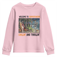 Welcome To Summerween Chillin And Thrillin Youth Sweatshirt Funny Summer Halloween