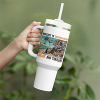 Welcome To Summerween Chillin And Thrillin Tumbler With Handle Spooky Beach Party Gift