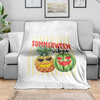 Funny Summerween Fruit Throw Blanket Spooky Pineapple Watermelon Graphic