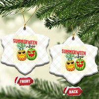 Funny Summerween Fruit Ceramic Ornament Spooky Pineapple Watermelon Graphic