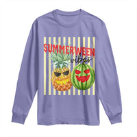 Funny Summerween Fruit Long Sleeve Shirt Spooky Pineapple Watermelon Graphic