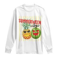 Funny Summerween Fruit Long Sleeve Shirt Spooky Pineapple Watermelon Graphic