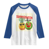 Funny Summerween Fruit Raglan Shirt Spooky Pineapple Watermelon Graphic