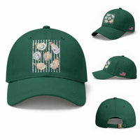 Striped Glitter Oyster Shell Baseball Cap Coastal Summer Ocean Gift
