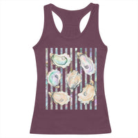 Striped Glitter Oyster Shell Racerback Tank Top Coastal Summer Ocean Gift