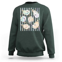 Striped Glitter Oyster Shell Sweatshirt Coastal Summer Ocean Gift