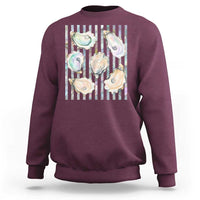 Striped Glitter Oyster Shell Sweatshirt Coastal Summer Ocean Gift