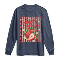 Striped Summer Strawberry Long Sleeve Shirt Preppy Beach Vibes Graphic