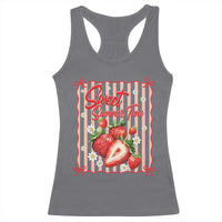 Striped Summer Strawberry Racerback Tank Top Preppy Beach Vibes Graphic