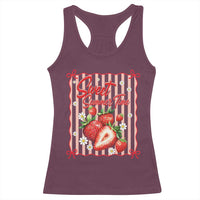 Striped Summer Strawberry Racerback Tank Top Preppy Beach Vibes Graphic