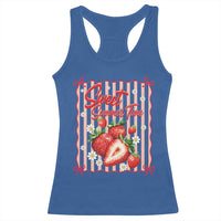 Striped Summer Strawberry Racerback Tank Top Preppy Beach Vibes Graphic