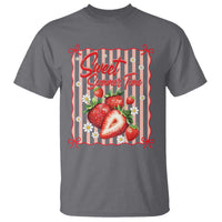 Striped Summer Strawberry T Shirt Preppy Beach Vibes Graphic