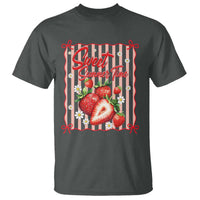 Striped Summer Strawberry T Shirt Preppy Beach Vibes Graphic