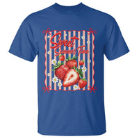 Striped Summer Strawberry T Shirt Preppy Beach Vibes Graphic