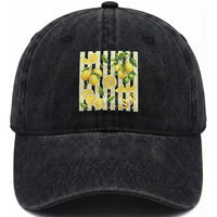 Striped Summer Lemon Washed Cotton Baseball Cap Citrus Fruit Lover Gift