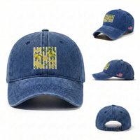 Striped Summer Lemon Washed Cotton Baseball Cap Citrus Fruit Lover Gift