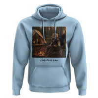 Funny Camping Raccoon Hoodie I Live Here Now Outdoor Lover