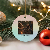 Funny Camping Raccoon Ceramic Ornament I Live Here Now Outdoor Lover