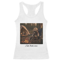 Funny Camping Raccoon Racerback Tank Top I Live Here Now Outdoor Lover