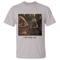 Funny Camping Raccoon T Shirt I Live Here Now Outdoor Lover