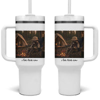 Funny Camping Raccoon Tumbler With Handle I Live Here Now Outdoor Lover