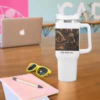 Funny Camping Raccoon Tumbler With Handle I Live Here Now Outdoor Lover