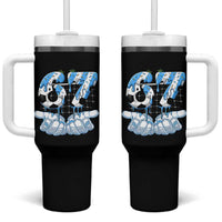 Funny Argentina Six Seven Football Meme Tumbler With Handle Gen Alpha Soccer Fan