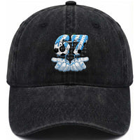 Funny Argentina Six Seven Football Meme Washed Cotton Baseball Cap Gen Alpha Soccer Fan