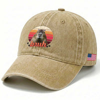 Capybara Lover Washed Cotton Baseball Cap Funny Bruh Meme Animal Humor Gift