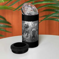 Funny Capybara Selfie With Dinosaur Meme 4 in 1 Can Cooler Tumbler Animal Humor Gift