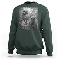 Funny Capybara Selfie With Dinosaur Meme Sweatshirt Animal Humor Gift - Wonder Print Shop