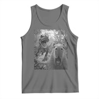 Funny Capybara Selfie With Dinosaur Meme Tank Top Animal Humor Gift - Wonder Print Shop