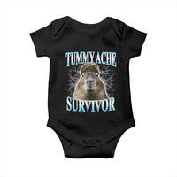 Tummy Ache Survivor Baby Onesie Funny Capybara Meme For Animal Lover - Wonder Print Shop