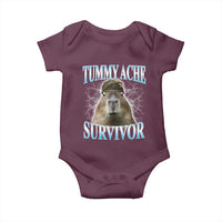 Tummy Ache Survivor Baby Onesie Funny Capybara Meme For Animal Lover - Wonder Print Shop