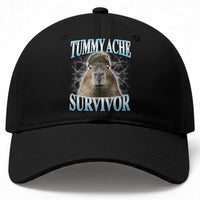 Tummy Ache Survivor Baseball Cap Funny Capybara Meme For Animal Lover