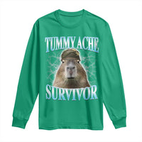 Tummy Ache Survivor Long Sleeve Shirt Funny Capybara Meme For Animal Lover - Wonder Print Shop